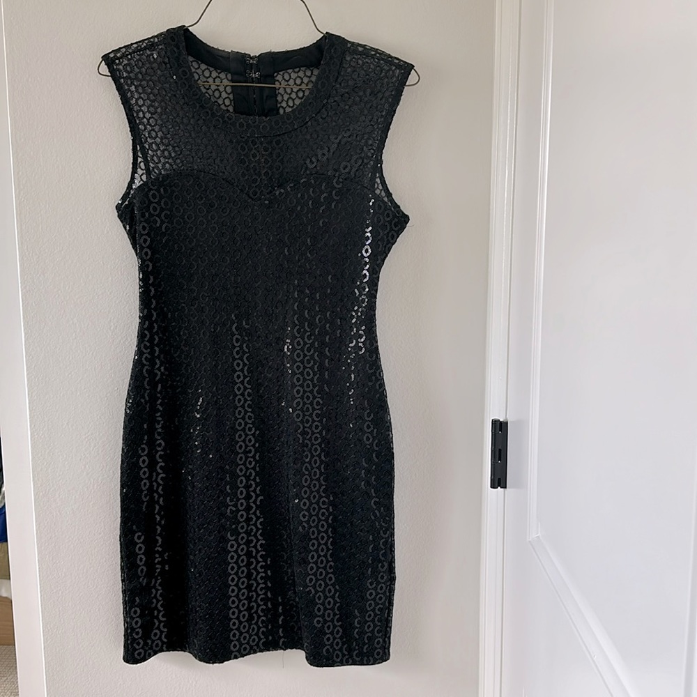 Black Sequin Midi Dress